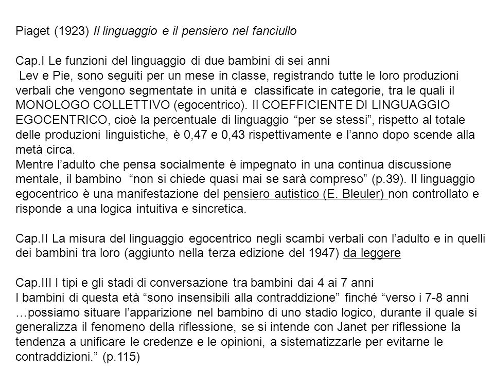 1923 Il linguaggio e il pensiero nel fanciullo ppt scaricare